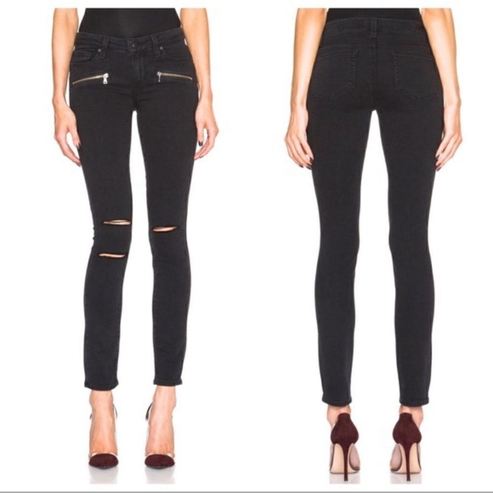 Paige Indio Zip Joannie Skinny Distressed Jeans 26
